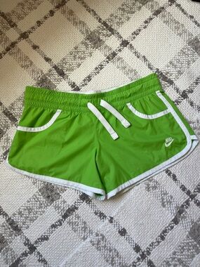 Nike Women’s Lime Green Athletic Shorts with White Trim